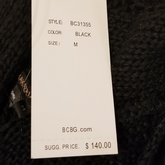 BCBG Black Medium Open Knit Shawl Sweater NWT $140 - Picture 4 of 4